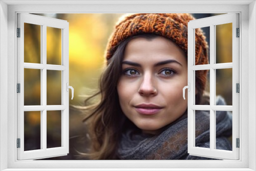 closeup of a beautiful young woman in the outdoors