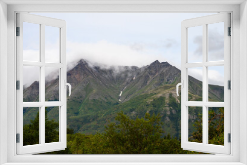 Scenic Buttress Range on a misty day, Katmai National Park, Alaska
