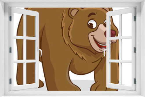 Fototapeta Naklejka Na Ścianę Okno 3D - Illustration of a Brown Bear Smiling and Looking at the Camera