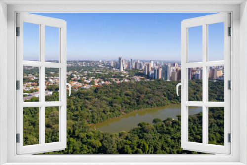 Fototapeta Naklejka Na Ścianę Okno 3D - Maringá, vista aérea da cidade de maringá, paraná, brasil. Catedral de Maringá, Parque do Ingá.