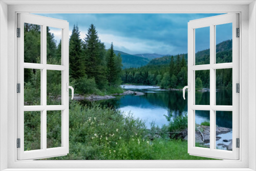Fototapeta Naklejka Na Ścianę Okno 3D - Beautiful landscapes with forest, rivers, and lakes in the Telemark region of Norway