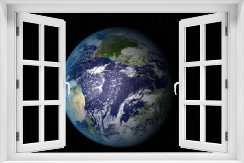 Fototapeta Naklejka Na Ścianę Okno 3D - 3D rendering of the planet Earth on a starry background, high re