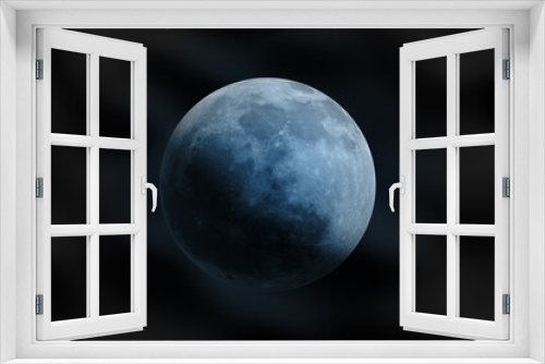 Fototapeta Naklejka Na Ścianę Okno 3D - Blue moon on black background