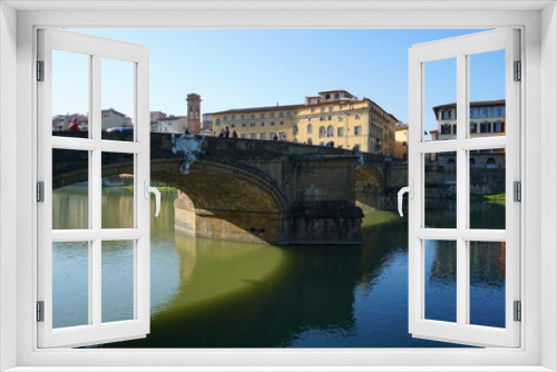 Fototapeta Naklejka Na Ścianę Okno 3D - Puente Santa Trinidad en Florencia, Italia