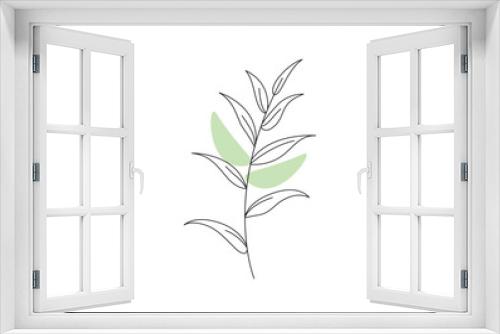 Fototapeta Naklejka Na Ścianę Okno 3D - Beautiful plant leaf minimal line art vector illustration. Premium vector.