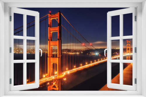 Fototapeta Naklejka Na Ścianę Okno 3D - Night view of Golden Gate Bridge in San Francisco, California