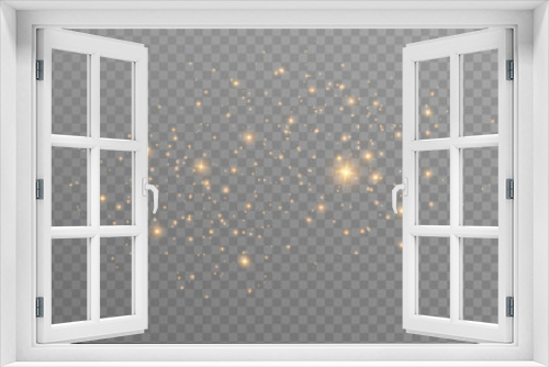 Fototapeta Naklejka Na Ścianę Okno 3D - Golden Dust Light PNG. Bokeh Light Effects Background. Glowing Christmas Dust Backdrop with Bokeh Confetti and Sparkle Overlay Texture, Ideal for Stock and Design Projects.