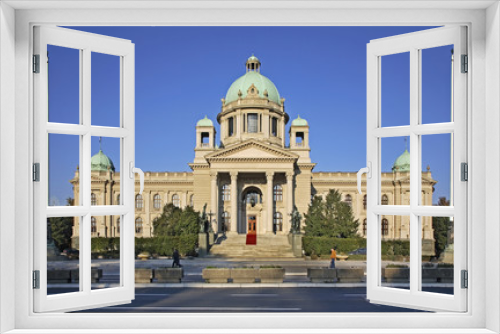 Fototapeta Naklejka Na Ścianę Okno 3D - House of the National Assembly in Belgrade. Serbia