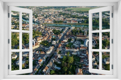Fototapeta Naklejka Na Ścianę Okno 3D - Aerial around the city Chateau-Thierry in France on a sunny day