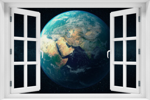 Fototapeta Naklejka Na Ścianę Okno 3D - Planet Earth viewed from space. 3d rendering. Elements of this image furnished by NASA
