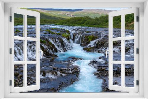 Fototapeta Naklejka Na Ścianę Okno 3D - Bruarfoss Waterfall, the teal water along the Golden Circle of Iceland