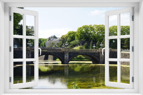 Fototapeta Naklejka Na Ścianę Okno 3D - 江戸城   新緑の二重橋