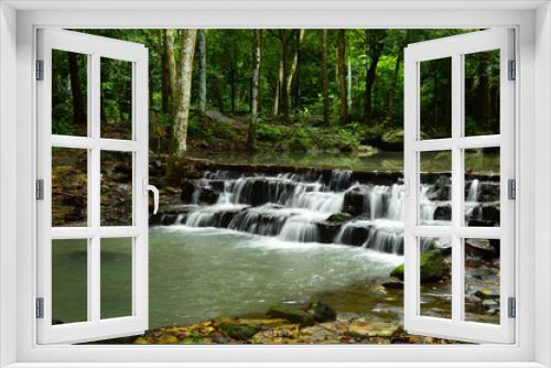 Fototapeta Naklejka Na Ścianę Okno 3D - Deep Forest Waterfalls