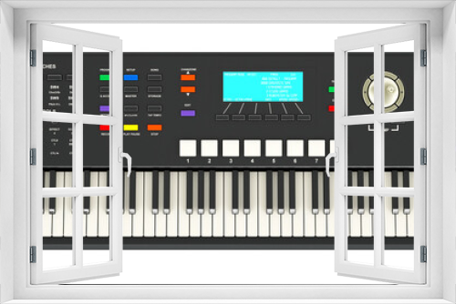 Electronic Digital Piano, Piano keyboard, Synthesizer, 3D rendering isolated on transparent background