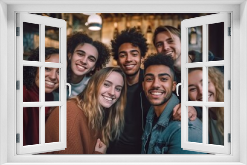 Diverse Friends Hanging Out, multicultural friendship, diverse group of friends, inclusive social gathering, friends of different backgrounds