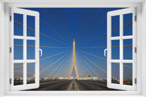Fototapeta Naklejka Na Ścianę Okno 3D - Mega sling Bridge,Rama 8, in bangkok Thailand