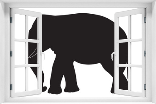 Fototapeta Naklejka Na Ścianę Okno 3D - Silhouette of a elephant, side view. Vector illustration isolated on white background