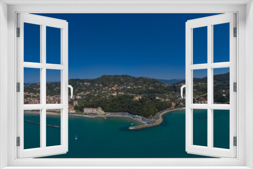 Fototapeta Naklejka Na Ścianę Okno 3D - Aerial view of the city of Lerici. Italian resorts on the Ligurian coast aerial view. Aerial panorama of Lido of Lerici, La Spezia provinces, Liguria, Italy.