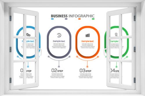 Business infographic design template with 4 options, steps or processes. Can be used for workflow layout, diagram, annual report, web design 