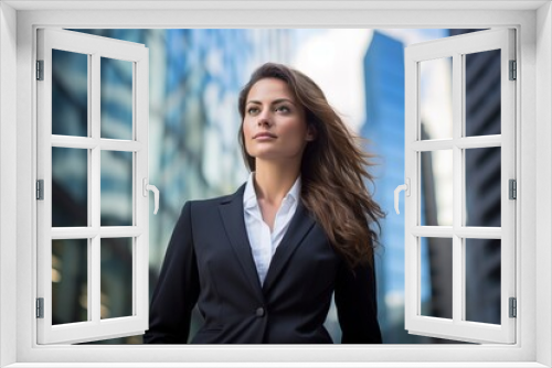 Empowered Businesswoman Stands Before Skyline, Symbolizing Unbounded Potential