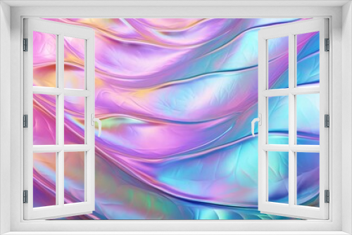 holographic background in gold, yellow, neon green and white, in the style of light sky-blue and pink, soft crosshatchings, glass as material, light purple and dark gray, water drops, embossed paper, 