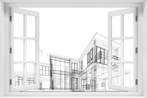 Fototapeta Naklejka Na Ścianę Okno 3D - Modern house design 3d rendering