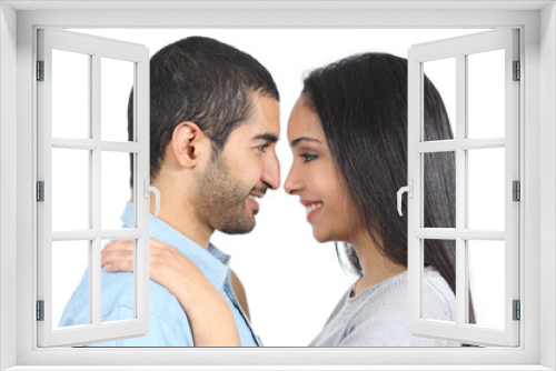 Profile of an arab couple looking each other