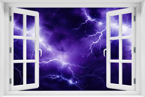 Purple electric rain background, lightning in the sky illustration