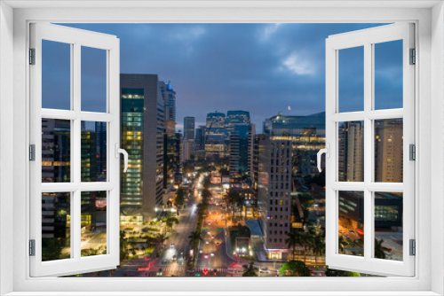 Fototapeta Naklejka Na Ścianę Okno 3D - Aerial view of Avenida Brigadeiro Faria Lima, Itaim Bibi. Iconic commercial buildings in the background. With mirrored glass