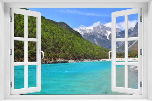 Fototapeta Naklejka Na Ścianę Okno 3D - Green Lake of Alpine Mountains