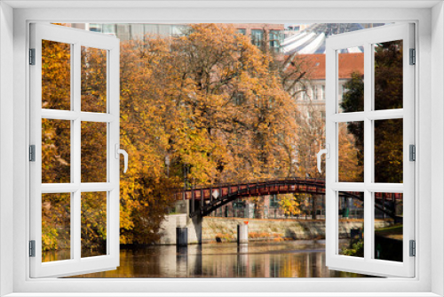 Fototapeta Naklejka Na Ścianę Okno 3D - Autumn River in Berlin, Germany