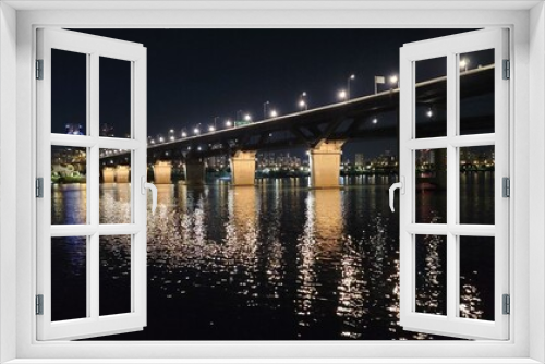 Fototapeta Naklejka Na Ścianę Okno 3D - Korean scenery - view of the Bridge in the middle of the night 2