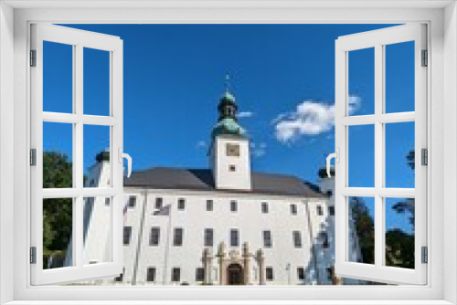 Fototapeta Naklejka Na Ścianę Okno 3D - Trest historical old town and castle with lookout tower,Vysocina region,Bohemia,Czechia