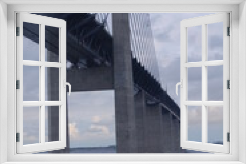 Fototapeta Naklejka Na Ścianę Okno 3D - Brücke, Meer, Architektur, Wind, Wetter, Stahl