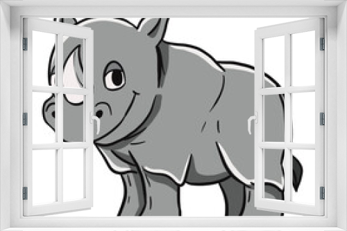 Fototapeta Naklejka Na Ścianę Okno 3D - Cartoon rhino 