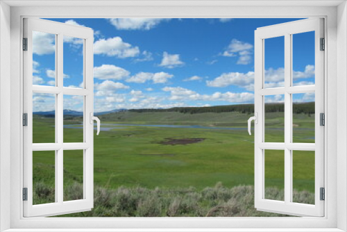 Fototapeta Naklejka Na Ścianę Okno 3D - Beautiful field landscape in Yellowstone National Park, Wyoming