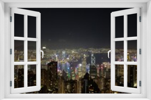 Fototapeta Naklejka Na Ścianę Okno 3D - Hong Kong skyscraper at night from The Peak Tower

Raw 48-megapixel iPhone 14 Pro Max.