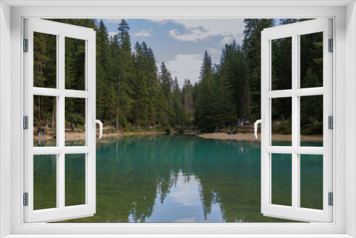 Fototapeta Naklejka Na Ścianę Okno 3D - Lago di Braies, also known as Pragser Wildsee, is a breathtaking alpine lake nestled in the heart of the Dolomites, a UNESCO World Heritage site in northern Italy.