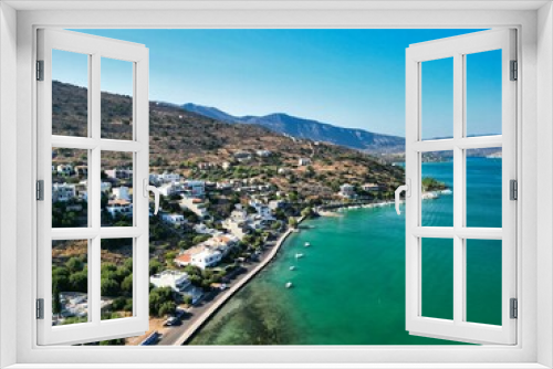 Fototapeta Naklejka Na Ścianę Okno 3D - Aerial view of the small town of Elounda Bay, located on the Greek island of Crete