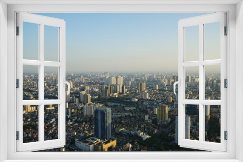 Fototapeta Naklejka Na Ścianę Okno 3D - Aerial View of Hanoi City from Top of Hanoi, Rooftop Bar, at Lotte Hotel Hanoi in Vietnam - ベトナム ハノイ 全景