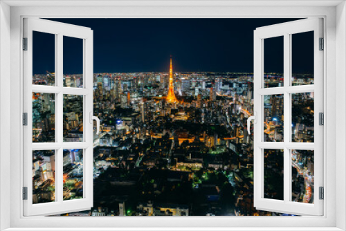Fototapeta Naklejka Na Ścianę Okno 3D - Tokyo skyline and buildings from above, view of the Tokyo tower