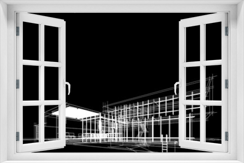 Fototapeta Naklejka Na Ścianę Okno 3D - House sketch architectural 3d rendering