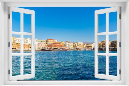 Fototapeta Naklejka Na Ścianę Okno 3D - Cityscape and bay in city Chania/Crete/Greece