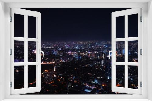 Fototapeta Naklejka Na Ścianę Okno 3D - Aerial View of Hanoi City from Top of Hanoi, Rooftop Bar at Night in Vietnam - ベトナム ハノイ 夜景