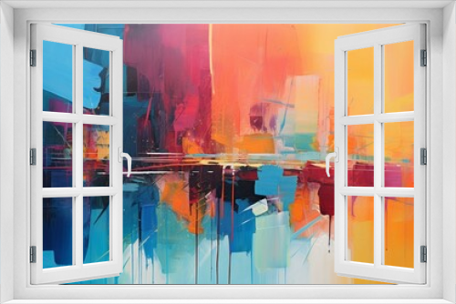 Craft a mesmerizing abstract masterpiece with a focus on brush strokes and vibrant hues.