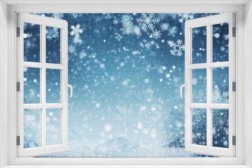 Abstract winter background with snowflakes and bokeh.