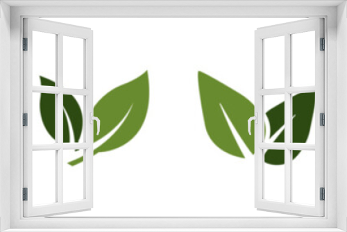Fototapeta Naklejka Na Ścianę Okno 3D - set of pair of leaves green 2 leaf nature art illustration vector sticker icon symbol graphic design environment plant 