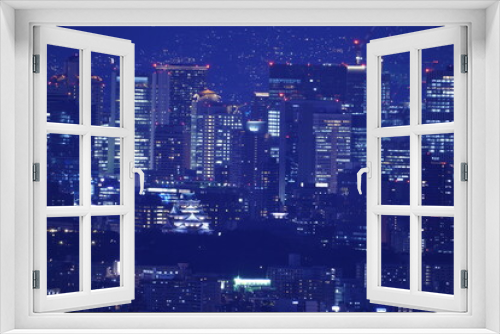 Fototapeta Naklejka Na Ścianę Okno 3D - 信貴山中展望台から見た大阪平野夜景　
