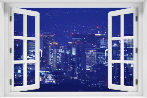 Fototapeta Naklejka Na Ścianę Okno 3D - 信貴山中展望台から見た大阪平野夜景　