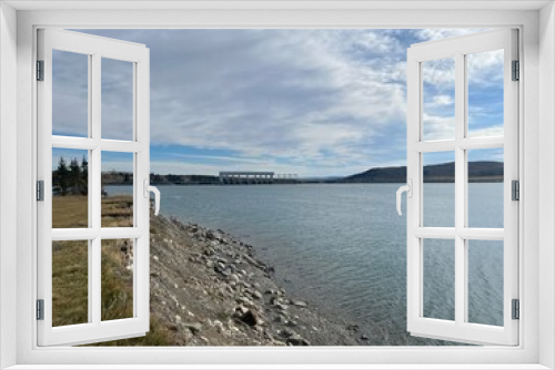 Fototapeta Naklejka Na Ścianę Okno 3D - Ghost Lake hydroelectric dam reservoir 